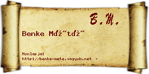Benke Máté névjegykártya