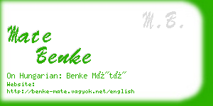 mate benke business card